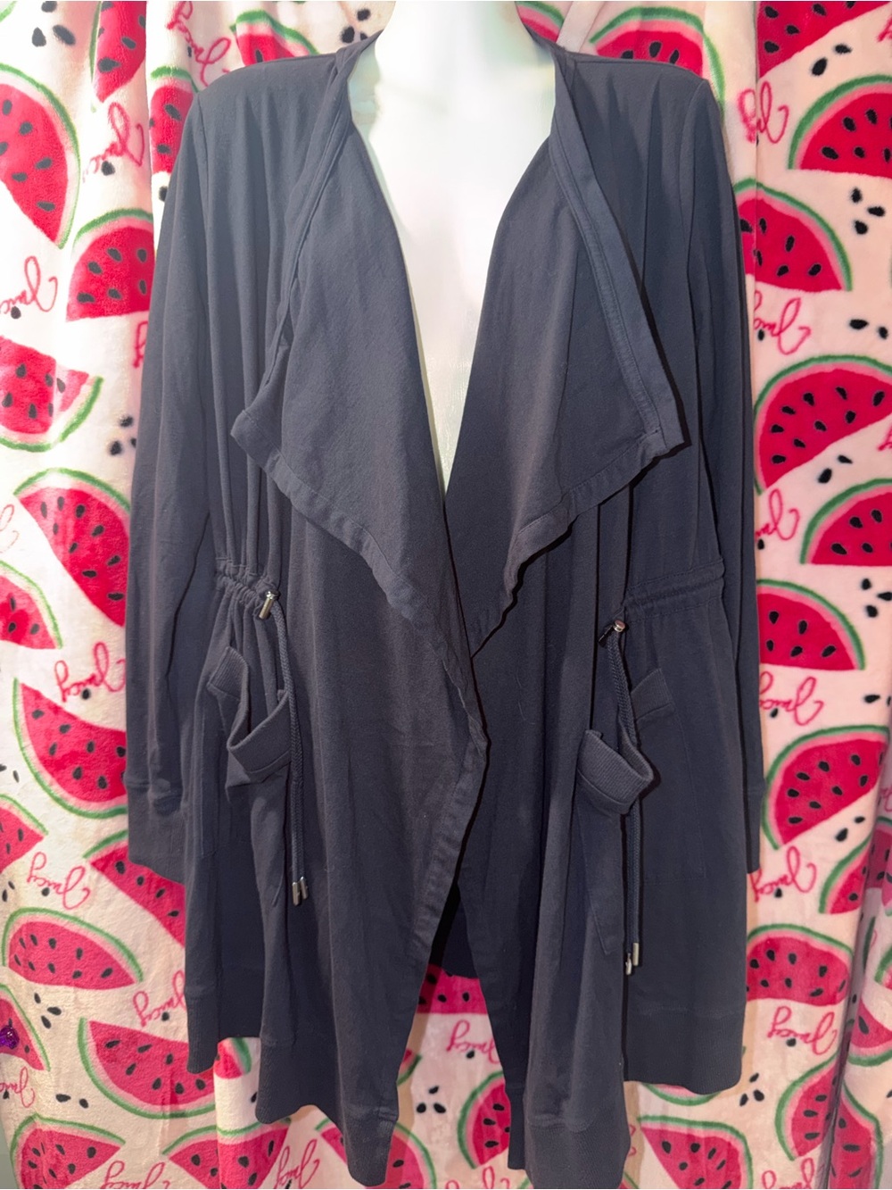 💙 Michael Kors Draped Open-Front Cardigan with Drawstring